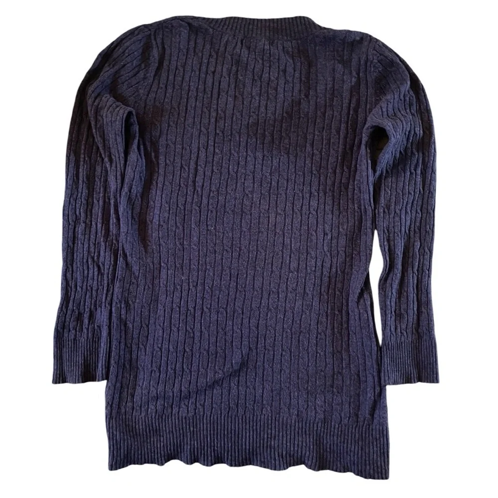 Navy Blue Long Sleeve Scoop Neck Sweater Large